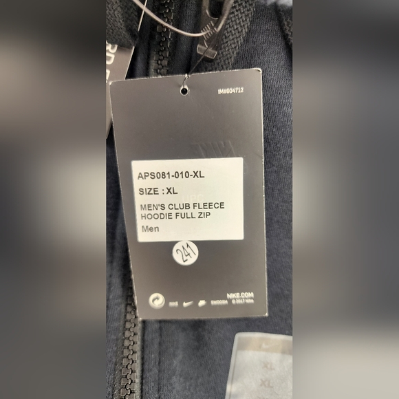 Mens XL Nike Club Fleece Hoodie Full Zip In Black NWT - Picture 8 of 9